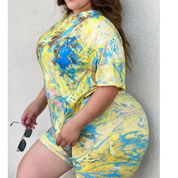 3X Plus Size Biking Sports Exercise Workout Top/Bottom Set Womens Bike Shorts - Picture 3 of 5